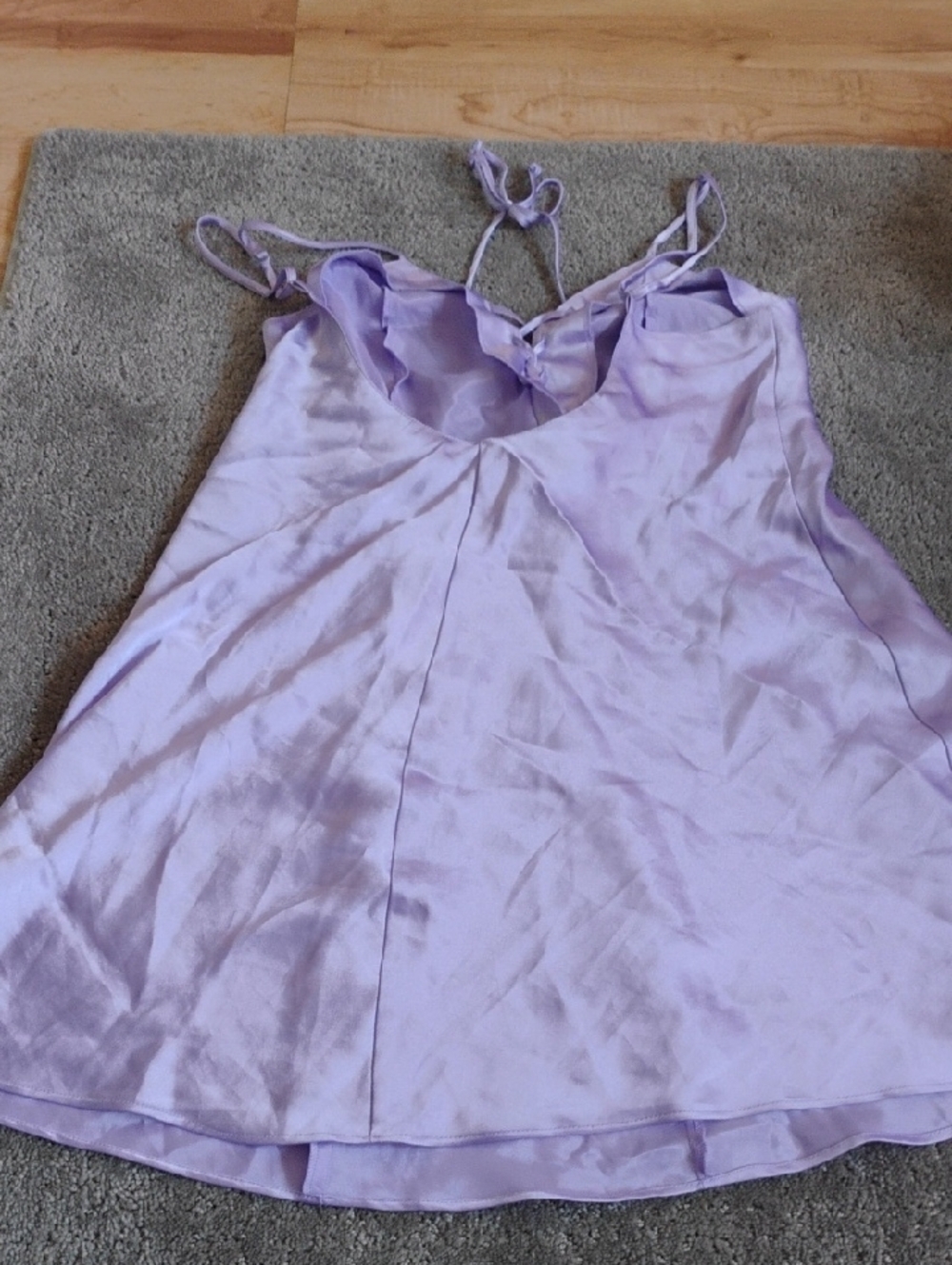 Frederick's of Hollywood Lavender Satin Chemise Babydoll - Picture 6 of 7